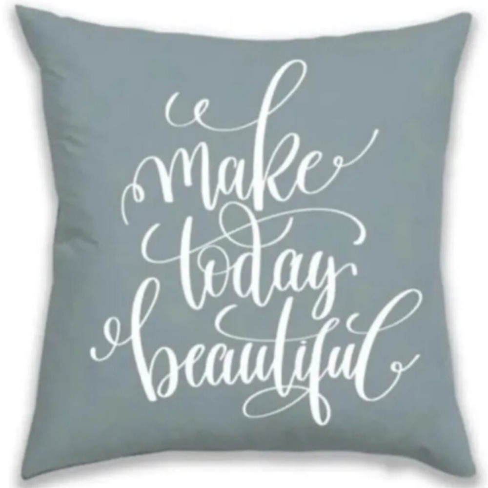 Farmhouse Throw Pillow Cover 18 x 18 Sage Green Reversible Make Today Beautiful